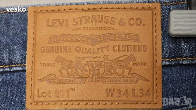 Дънки Levi's 511 W34 L34, снимка 2 - Дънки - 53056304
