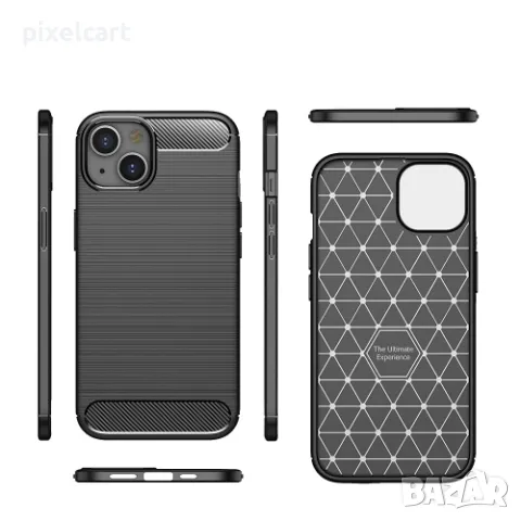 Силиконов Калъф Carbon Fibre Brushed за iPhone 13, Черен, снимка 2 - Калъфи, кейсове - 48010208