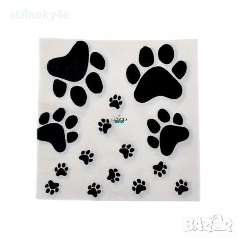 Парти салфетки за рожден ден на домашен любимец с принт на лапички Аксесоари за рожден ден на куче, снимка 1