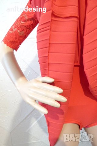 Червена детска рокля за спортни танци с дантела, снимка 3 - Детски рокли и поли - 51218598