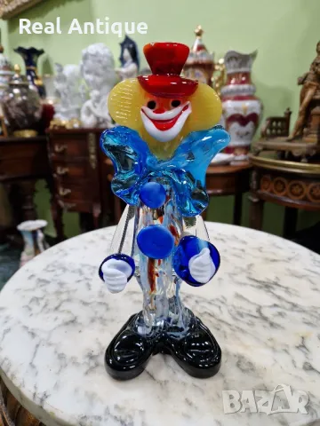 Прекрасна антикварна колекционерска италианска  фигура клоун мурано , снимка 2 - Декорация за дома - 50070302