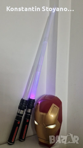Marvel Iron Man  3D маска лампа за стена с два меча Железният човек, снимка 4 - Декорация за дома - 53041250
