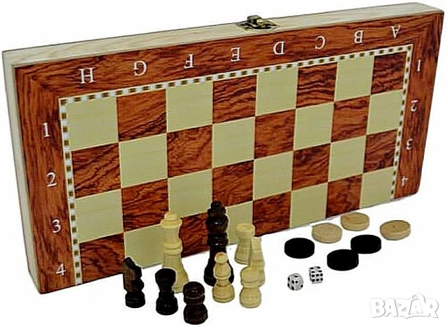 Дъска за шах, дъска за табла, голяма 48х48см, дървена шахматна дъска за табла и дама, Шахмат, Игра