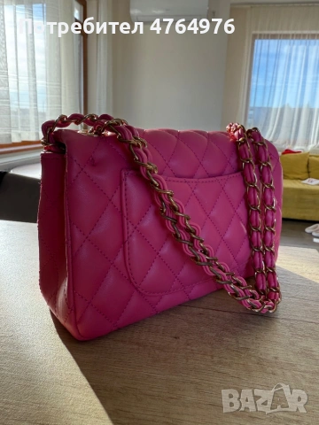 Розова капитонирана чанта, снимка 5 - Чанти - 53835050
