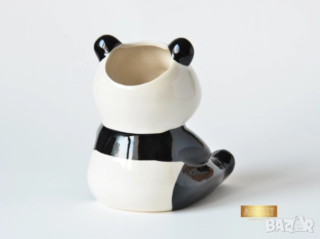 Керамична Кашпа във Формата на Панда Държаща Сърце / Декоративна Ваза с Панда / Подарък за Нов Дом, снимка 6 - Декорация за дома - 52398765