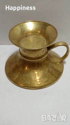 Свещник от месинг с тегло около 450 гр, снимка 4 - Антикварни и старинни предмети - 52264970