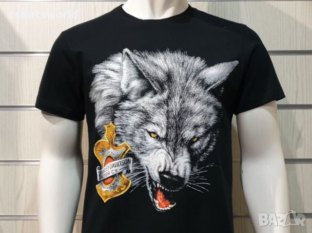 Нова мъжка тениска с дигитален печат HARLEY DAVIDSON -Вълк (Wolf), снимка 7 - Тениски - 36178161