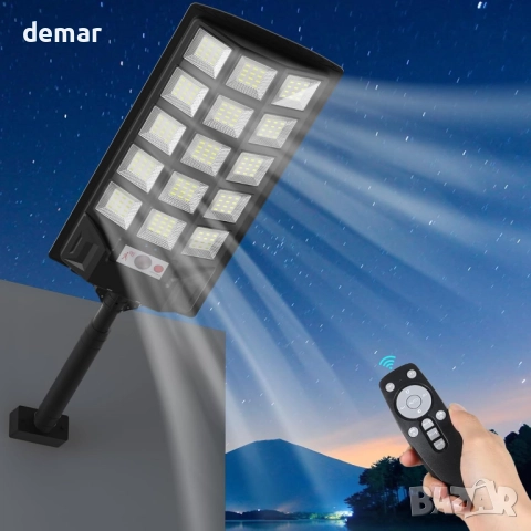 Lenlun 600W Соларна улична лампа, 400000LM 6500K Осветление за паркинг от здрач до зори, IP65