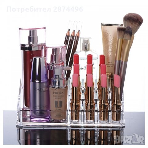 1758 Акрилен настолен органайзер за червила и лакове с 16 отделения, снимка 3 - Други - 35785598