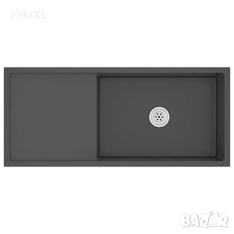 vidaXL Ръчно изработена кухненска мивка, черна, неръждаема стомана(SKU:51527)