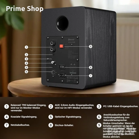 Активни Hi-Fi колонки Sanyun SW206, 80W, Bluetooth 5.4, снимка 5 - Тонколони - 53783902