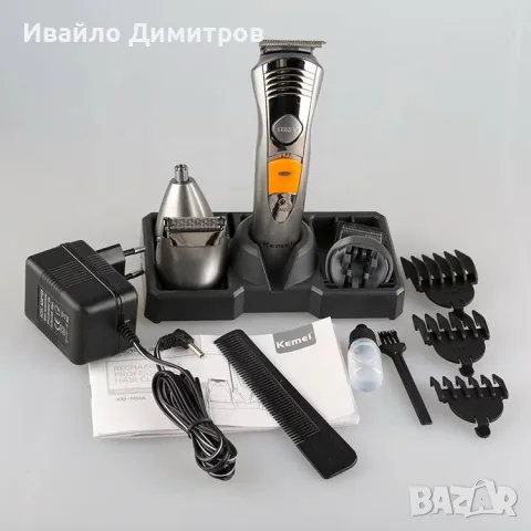 МНОГОФУНКЦИОНАЛЕН АКУМУЛАТОРЕН ТРИМЕР KEMEI KM-580A (7 В 1) – СИВ/СРЕБРИСТ