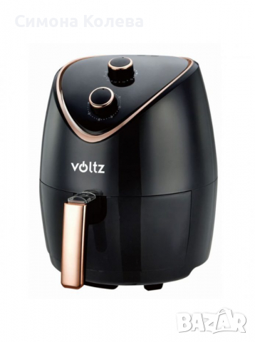 ✨Фритюрник с горещ въздух Voltz V51980I, 1400W, 4.5 l, 80-200 C, Таймер, Черен/розово злато