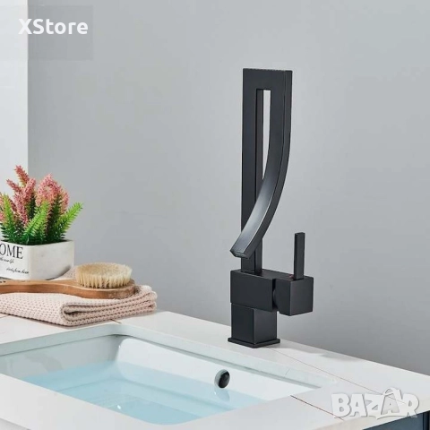 Смесител за мивка модел водопад, матов, черен, снимка 6 - Смесители - 52588666