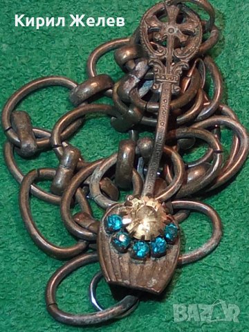 БРОНЗОВА ЛЪЖИЧКА ВИСУЛКА ВИНТИДЖ с КРАСИВИ БЛЕСТЯЩИ КАМЪНИ и ВЕРИЖКА 3924, снимка 4 - Колиета, медальони, синджири - 30550058