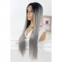 Дълга права сива лейс фронт перука Грейс, снимка 7