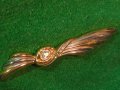 ПОЗЛАТЕНА БРОНЗОВА СТАРА АРТ ДЕКО СКЪПОЦЕННА БРОШКА с ГОЛЯМ ФАСЕТИРАН ЦИРКОН 8713, снимка 3