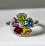 Сребърен 925 Пръстен с Камъни - Натурален Перидот Аметист Гранат Цитрин London Blue Топаз и Циркони!, снимка 1