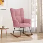 vidaXL Люлеещ стол, розов, кадифе, снимка 2