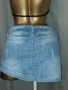 L Светло синя,дънкова, накъсана къса пола с камъчета , снимка 4