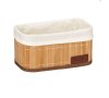 Бамбукова кошница за съхранение от бежов плат, 28x18x12 см