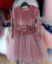 Детска официална рокля с тюл за момиче в цвят пудра