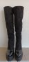 Дамски черни дълги ластични ботуши с висок ток и дебела подметка и лачена основа, снимка 5