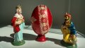 Великденско дървено яйце с икона, боядисано и лакирано и 2 тематични фигурки, снимка 2