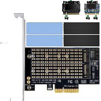Двоен M.2 PCIe адаптер с радиатор, M2 NGFF SSD и NVME SSD към PCI-e 3.0 x4, M.2 M Key SSD 2280 2260 , снимка 1 - Други - 35686292