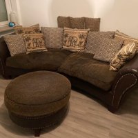 Комплект диван + голяма табуретка, снимка 3 - Дивани и мека мебел - 42642452