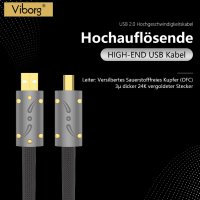 Viborg HiFi USB кабел 0,6 м USB 2.0 тип A до B кабел Посребрен OFC (безкислородна мед), снимка 5 - Кабели и адаптери - 44237665