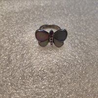 Сребърен пръстен Седефена пеперуда (136), снимка 3 - Пръстени - 40582028