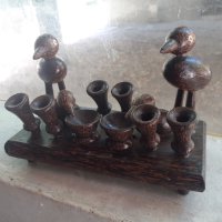 Интересна дървена мастилница с пиленца, снимка 2 - Антикварни и старинни предмети - 42181829