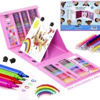 208-части Детски Рисувателен Комплект в Розово, снимка 5 - Рисуване и оцветяване - 41900444