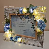 Персонализирана рамка с цветя и осветление , снимка 5 - Подаръци за кръщене - 40052914