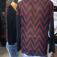 Черна блуза с шифонен гръб в черно-бордо шарки , снимка 3 - Тениски - 38811272