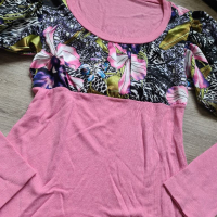 Нова блуза в розов цвят с цветя от сатен и фино плетиво на намаление , снимка 2 - Блузи с дълъг ръкав и пуловери - 36286935