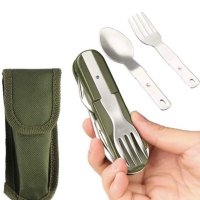 Джобен нож с прибори за хранене 7в1 преносим комплект кальо за колан, снимка 1 - Ножове - 41770524