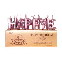 Happy Birthday честит Рожден ден букви розови сребристи златисти свещи за торта Рожден ден, снимка 3 - Други - 25898014