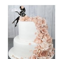 Дама момиче лейди пусната коса черен акрил топер украса декор за торта рожден ден моминско парти, снимка 1 - Други - 41531467
