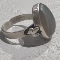 Стар масивен сребърен пръстен с камък Ахат , снимка 3 - Пръстени - 44297230