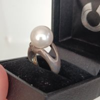Сребърен пръстен с перла 3В, снимка 3 - Пръстени - 44480339