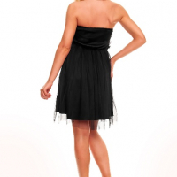Официална дамска къса черна рокля с тюл и  цвете, снимка 2 - Рокли - 36376890