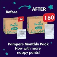 Нов Night Pampers Baby-Dry Nappy Pants размер 5 12 -17 кг памперс бебе 160 броя нощни, снимка 3 - Пелени, памперси - 42180994