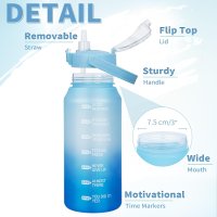 DEARRAY 2 литрова тританова спортна бутилка за вода със сламка, снимка 6 - Други стоки за дома - 42642945