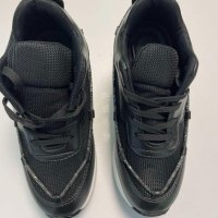 Дамски спортни обувки с връзки - Черни с Бял - 36, снимка 2 - Кецове - 41792251