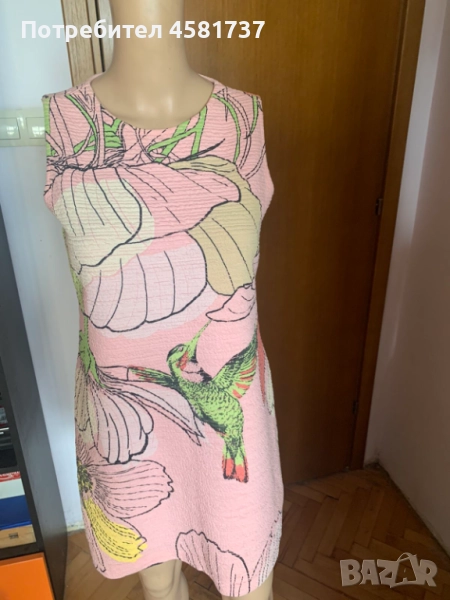Рокля с тропически десен с колибри Desigual, размер М, снимка 1