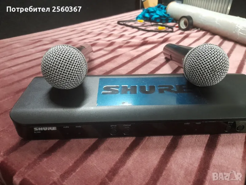 Продавам двойка безжични микрофони SHURE  BLX88,, майка,, с 2микрофона РG58., снимка 1