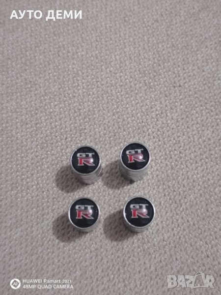 Качественни не ръждаем метал хром капачки за вентили винтили с емблеми на Нисан Nissan GTR кола джип, снимка 1