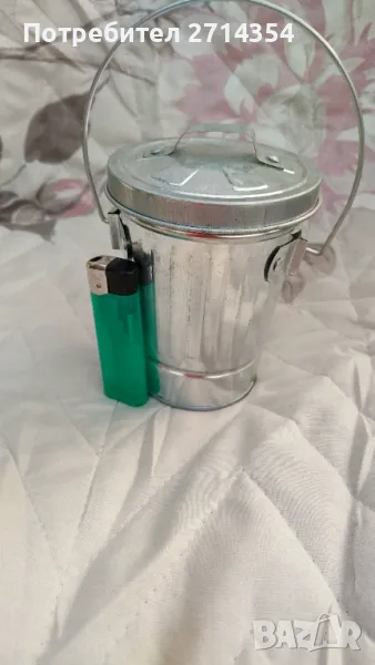 Малка метална кофа за боклук декорация , снимка 1